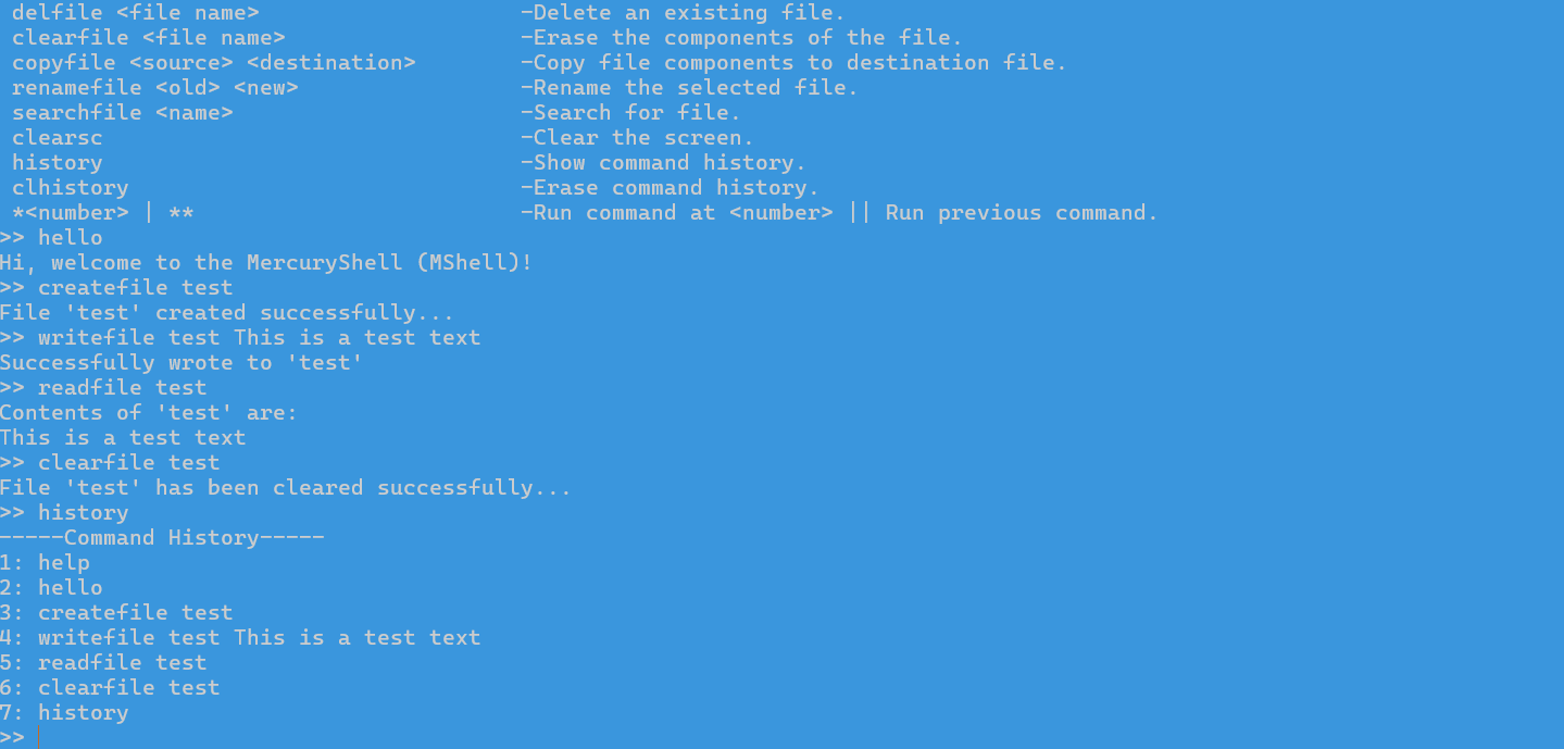 MercuryShell CLI Interface